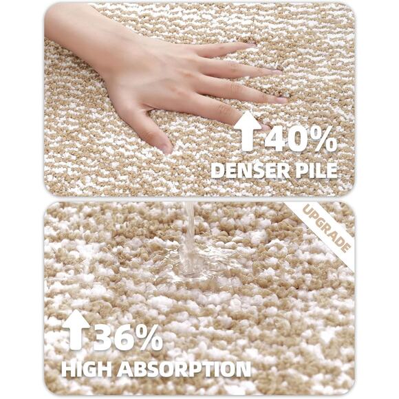 New Color & Geometry Brown Non-Slip Washable Bath Rug Bathroom Mat 20" x 29" - Picture 3 of 7